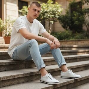 Zanzara Rory Mens White Mixed Media Low Top Sneakers Size 10.5